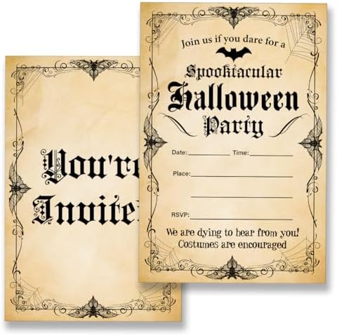 Gothic Halloween Invitations with Envelopes Set of 20