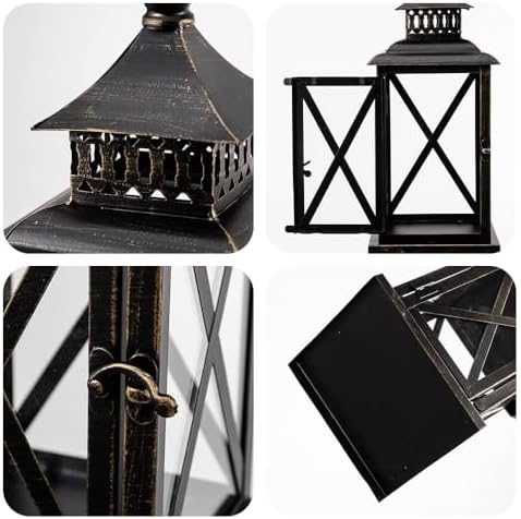 DECORKEY Decorative Candle Lanterns Black Indoor Outdoor