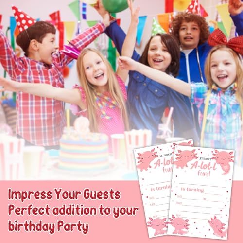 Axolotl Birthday Invites for Kids 20 with Envelopes