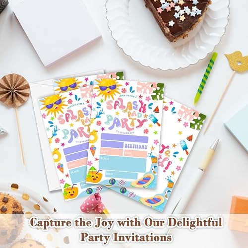 OXRUN Splash Birthday Invitations Set of 20 with Envelopes