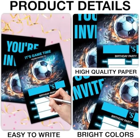 Soccer Birthday Invitations With Envelopes Set of 20