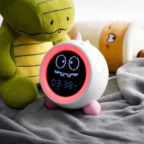 Kids Dinosaur Alarm Clock with Night Light and Sound Machine