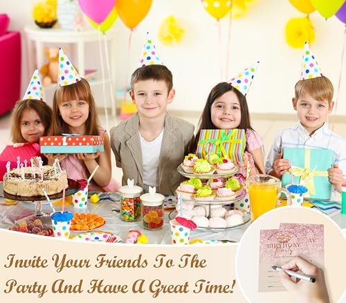 Pink Glitter Birthday Invites Cards with Envelopes - 20PCS