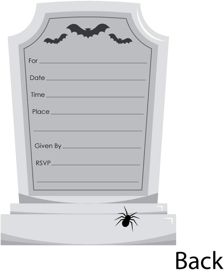 Big Dot of Happiness Halloween Party Tombstone Invitations Set of 12