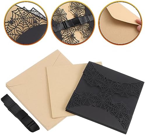 LUOEM 10pcs Halloween Invitations with Spiderweb Design and Bowknots