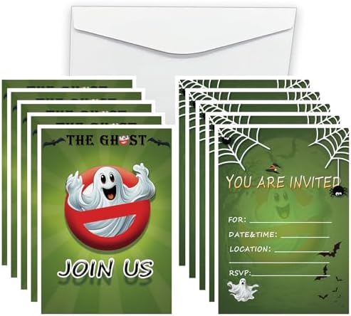 Ghost Party Invitation Cards Halloween Magic Theme Spiderweb Design