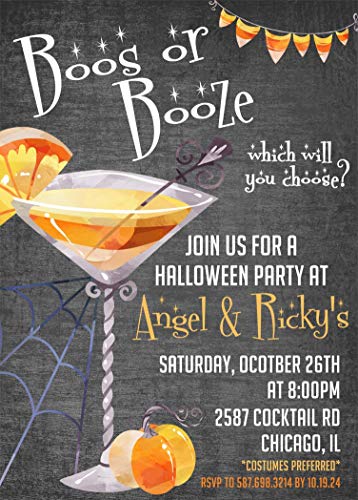 Adult Halloween Booze Cocktail Party Invites With Envelopes