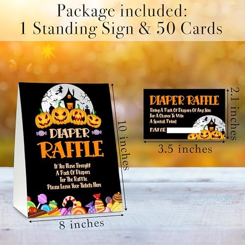 Halloween Diaper Raffle Game Sign With 50 Tickets