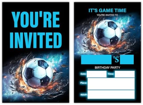 Soccer Birthday Invitations With Envelopes Set of 20