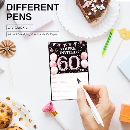 60th Birthday Invites Set - Pink Retro 1965 Design for Women and Men