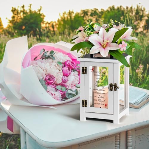 Sympathy Candle Lantern with Lily Flowers for Loss of Loved One