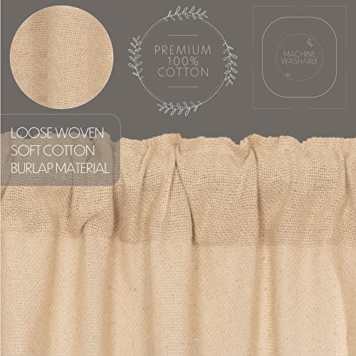 VHC Brands Farmhouse Swag Curtains Pair Tan Rod Pocket Distressed