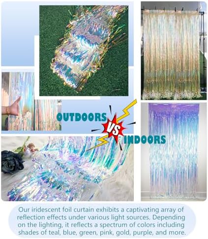 Gorgeous Holographic Iridescent Fringe Curtains 2 Pack