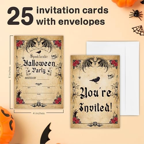 Spooktacular Halloween Party Invitations - 25 Retro Design With Envelopes