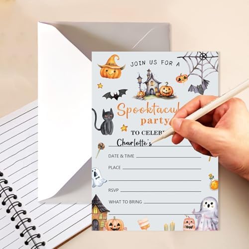 20 Halloween Birthday Invitations with Envelopes