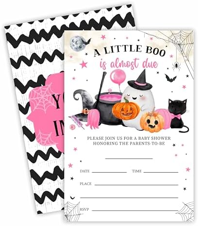 25 Halloween Baby Shower Invitations with Envelopes 1
