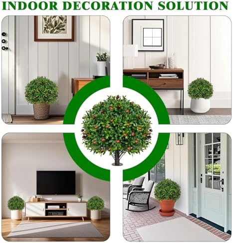 Artificial Boxwood Topiary Set of 2 for Porch and Outdoor