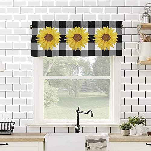 Watercolor Sunflower Kitchen Window Valance Curtains 54x18in