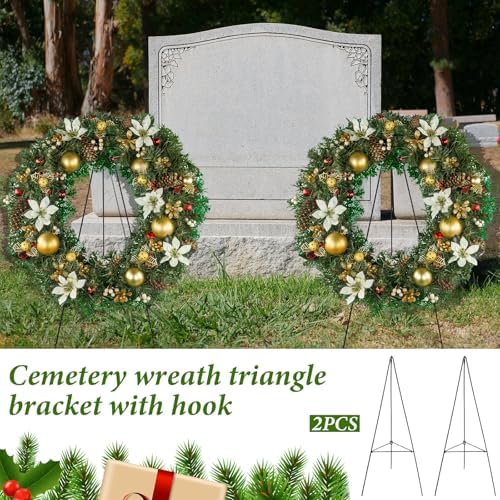 Soaoo Wreath Stand for Grave Marker 30 Inch Metal Easel