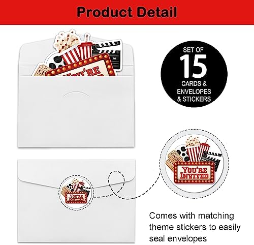REWIDPARTY Movie Party Invitations Set of 15