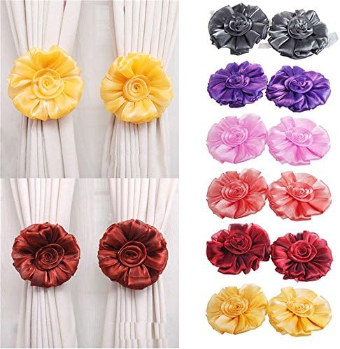 Turbokey 3D Rose Flower Curtain Tieback Holdback Set