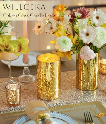Gold Cylinder Vase Set of 12 for Centerpieces