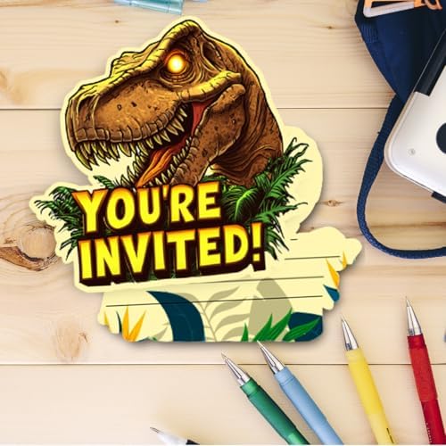 T-Rex Birthday Party Invitations Set for Kids 30 Cards and Envelopes