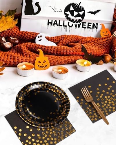 Lzerking Party Plates Napkins Forks Set for 50 Guests