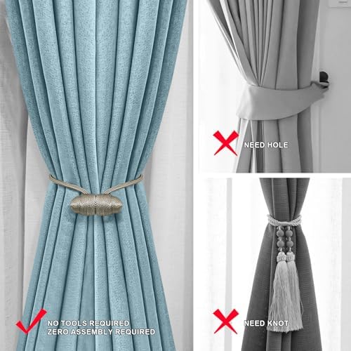 Tifanso Beige Magnetic Curtain Holdbacks - 4pcs Set