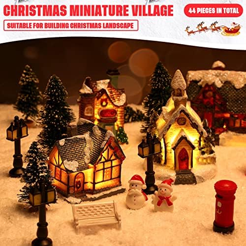 Zubebe 30 Pcs LED Christmas Village Houses Set