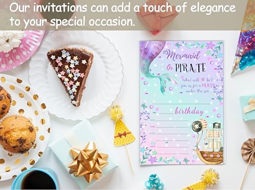 Mermaid Birthday Invitations With Envelopes 25 Cards