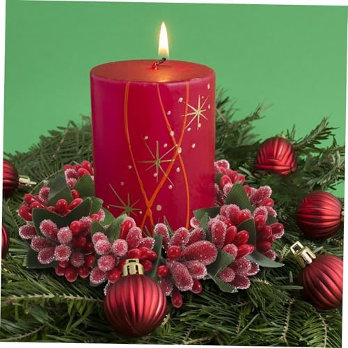 Artificial Red Berries Candle Wreath Decor