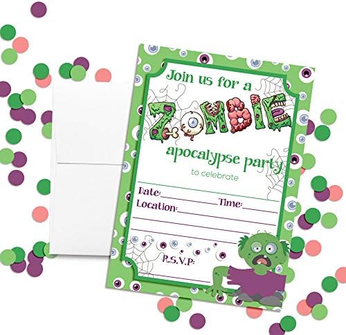 Zombie Halloween Party Invites 20pcs 5x7 Fill In Cards with Envelopes