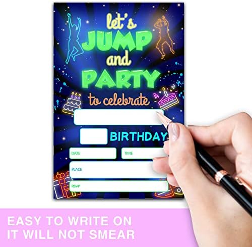ONDTOM Jump Trampoline Birthday Invites 20 Pack