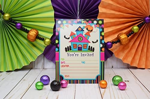 Colorful Haunted House Halloween Invitations 20 Piece Set