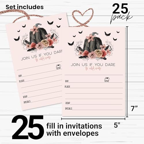 Gothic Pumpkin Halloween Invitations with Envelopes 25 Pack