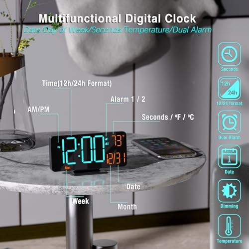 Kosumosu 67 Inch Black Digital Clock with Dual Alarm