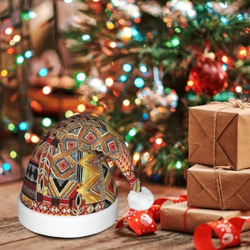 African Textile Patchwork Christmas Hat with LED Light