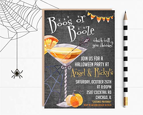 Adult Halloween Booze Cocktail Party Invites With Envelopes