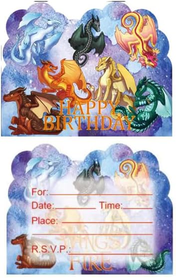 20 Wings of Fire Birthday Invitations for Kids Party Supplies