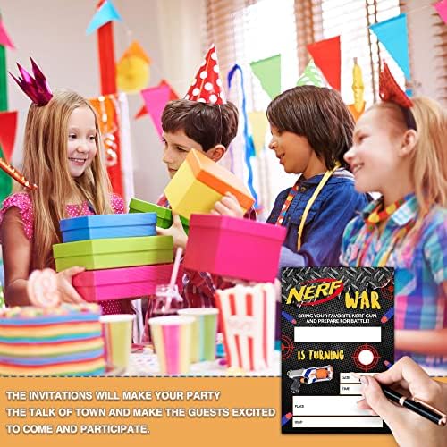 Chuxvon Dart Guns Birthday Invitations Double-Sided
