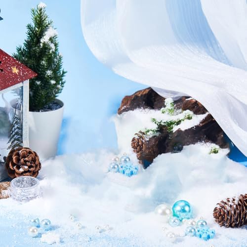 SUNNYCLUE Christmas Vase Filler Set with Blue Floating Candles and Faux Pearl Beads