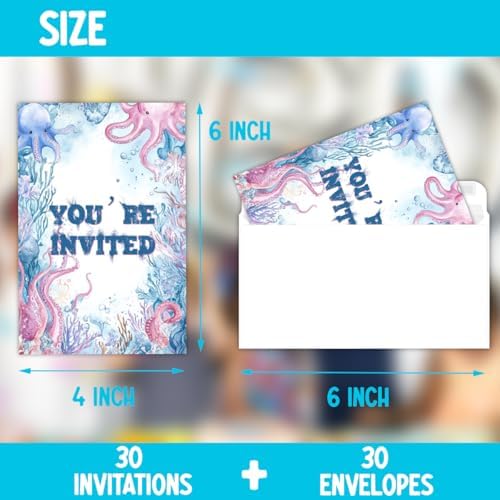 Under the Sea Octopus Birthday Party Invitations