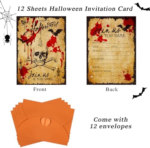 FLYAB Halloween Invitation Cards 12pcs with Envelopes
