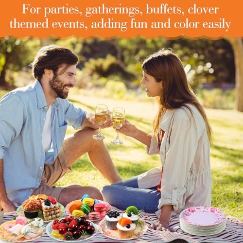 80 Pcs Pastel Floral 7 Inch Disposable Party Plates