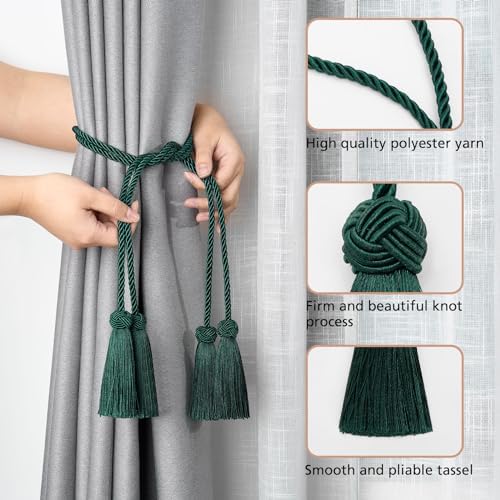 NICEEC 4 Pack Double-Ended Tassel Curtain Tiebacks