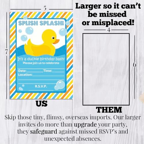 Little Rubber Duckie Birthday Invitations 20 Pack
