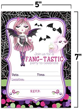 Fang-tastic Vampire Girl Halloween Party Invitations 20 pcs 5x7 Fill In Cards