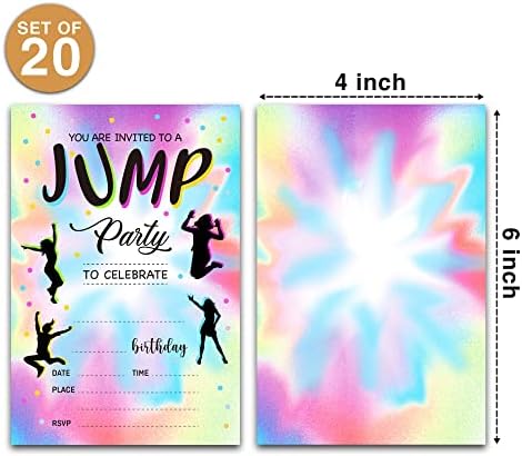 Trampoline Jump Birthday Party Invitations 20 Cards With Envelopes