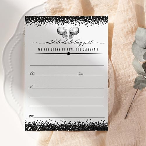 Glam Skull Halloween Invitations with Envelopes - 25 Pack